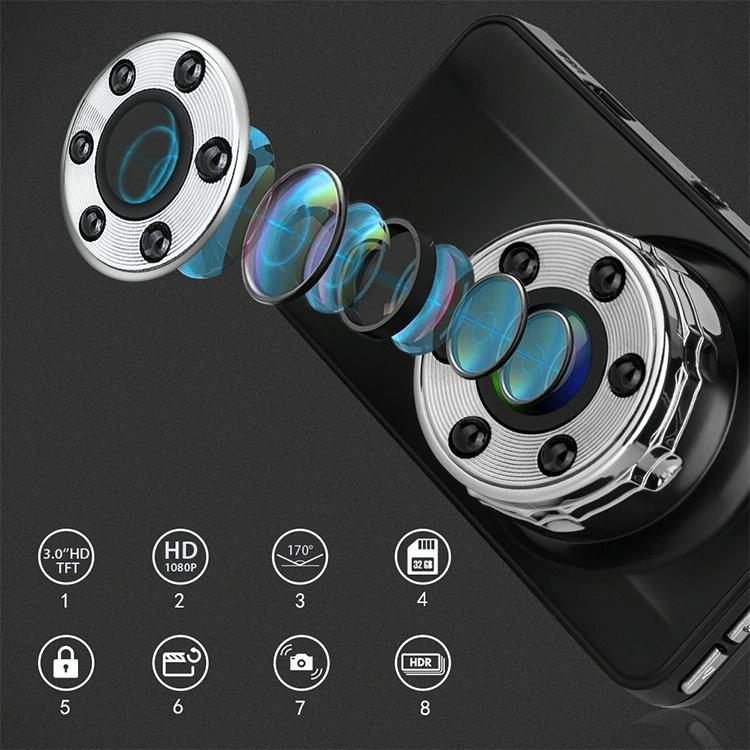 Hidden Dual-lens Car Dvr with Reversing Video Monitor 7