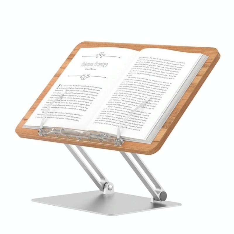 Aluminum Desktop Book Stand with Wood Board 4