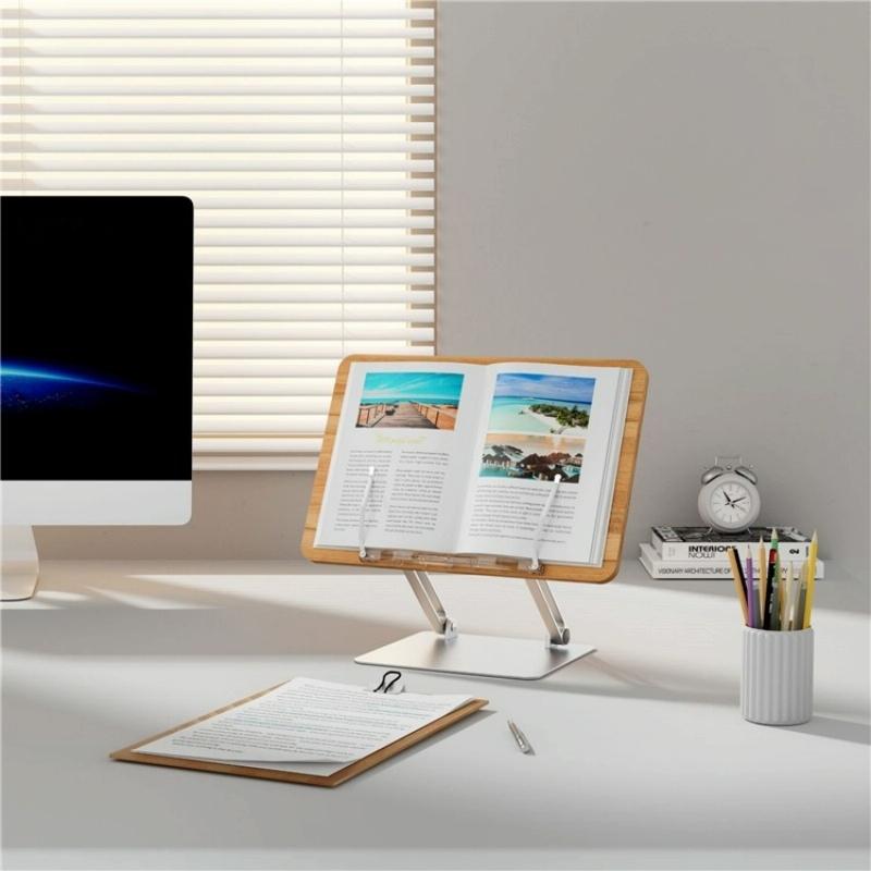Aluminum Desktop Book Stand with Wood Board 6