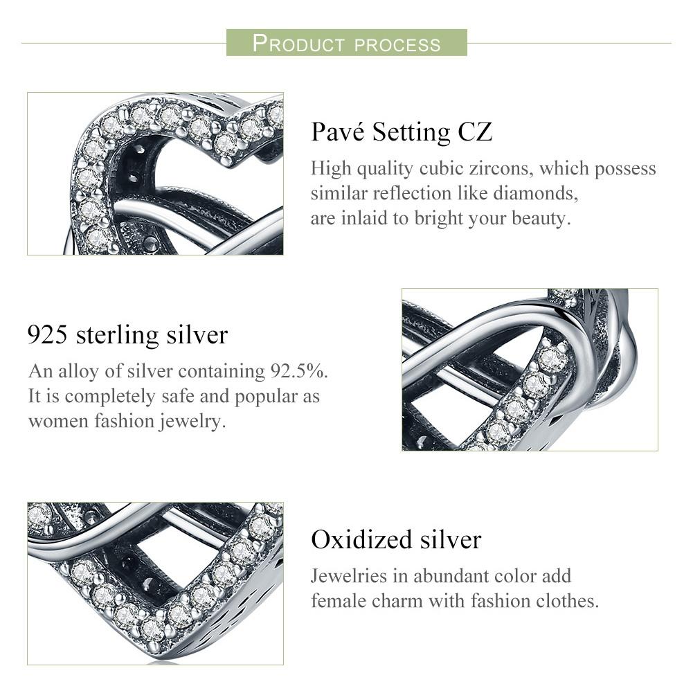 925 Sterling Silver Heart Diamond Beads For Diy Bracelets 5