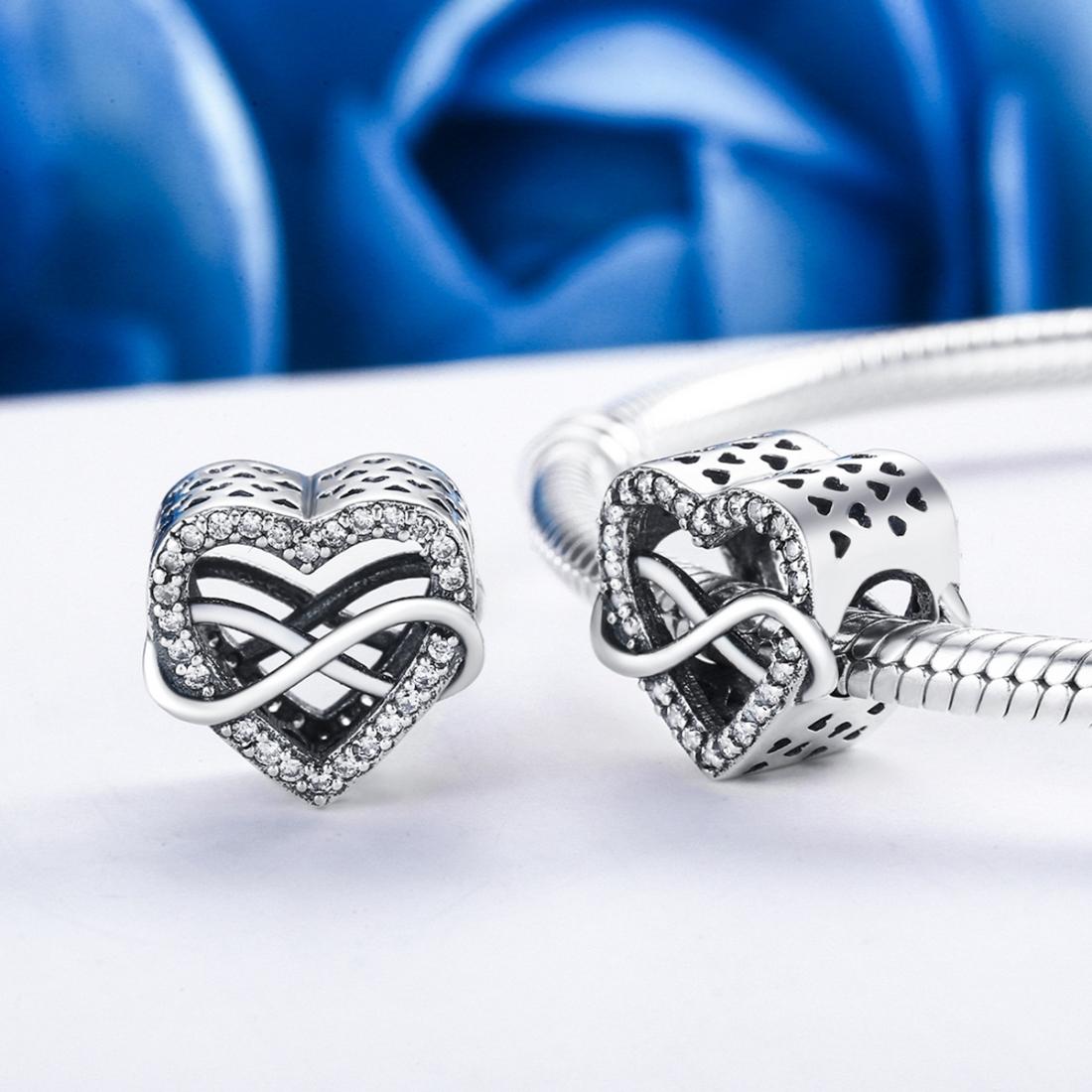 925 Sterling Silver Heart Diamond Beads For Diy Bracelets 6