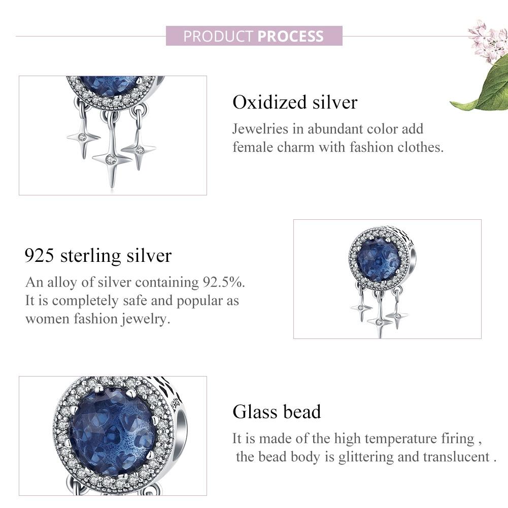 925 Sterling Silver Blue Star Fringed Beads For Diy String Accessories 4