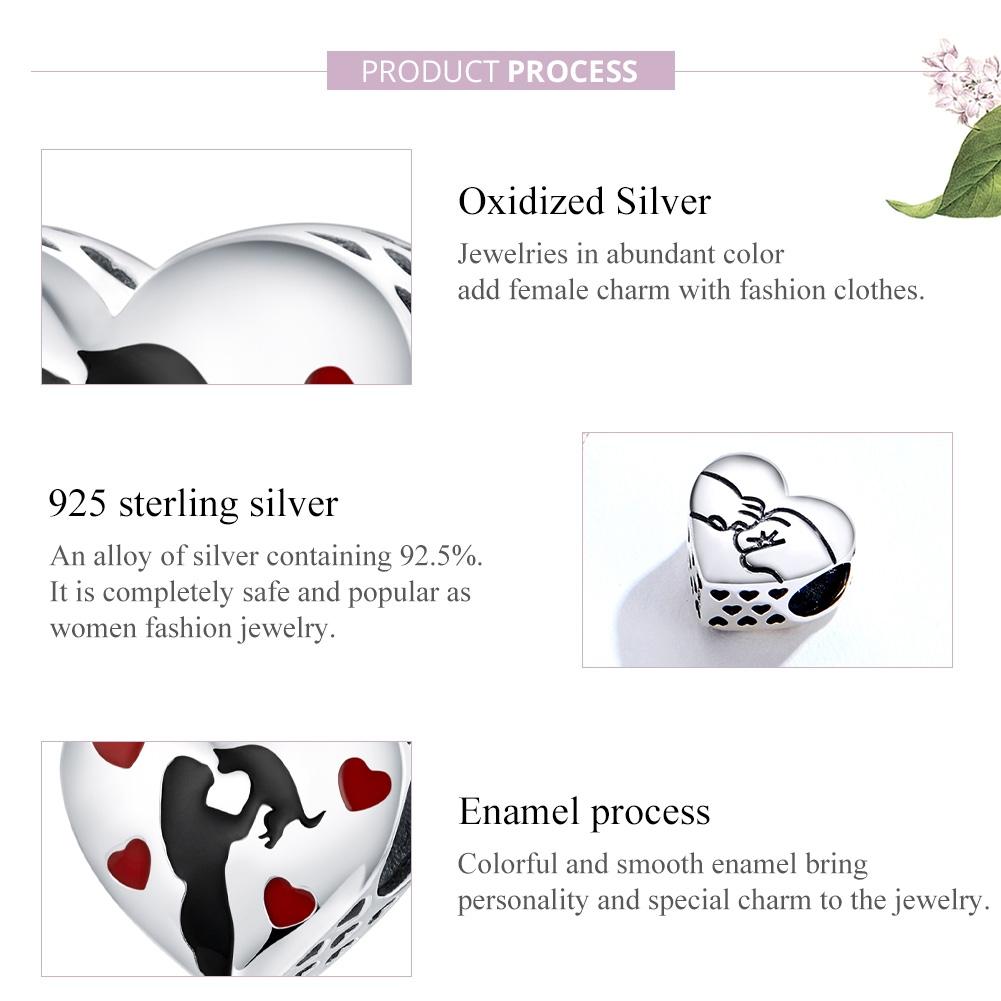 925 Sterling Silver Love Heart Pendant For Diy Bracelets 5