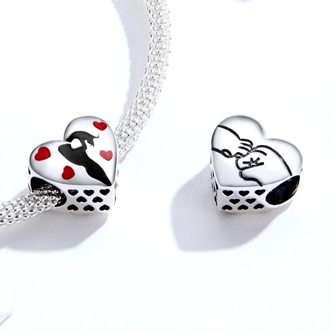925 Sterling Silver Love Heart Pendant For Diy Bracelets 7