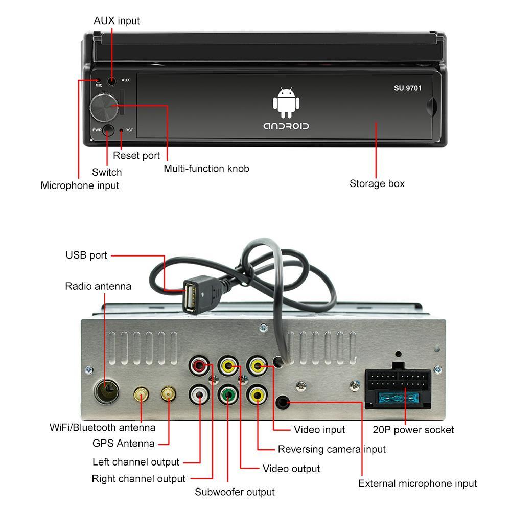 7 Inch Hd Foldable Car Android Radio Receiver Fm / Bluetooth / Tf / Gps / Phone Link / Wifi 1Gb + 32Gb 8