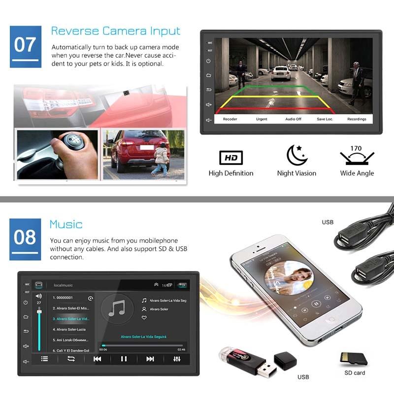 7 Inch Android Navigation Wifi Car Mp5 Player 1 + 32G Gps Bluetooth 2.5D Screen Standard + 4Lights Camera 10