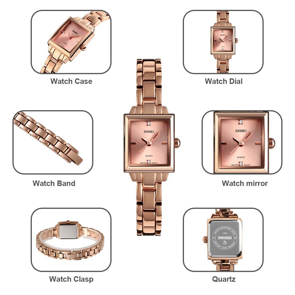 Elegant Square Quartz Watch for Women with Diamonds - Silvery 12