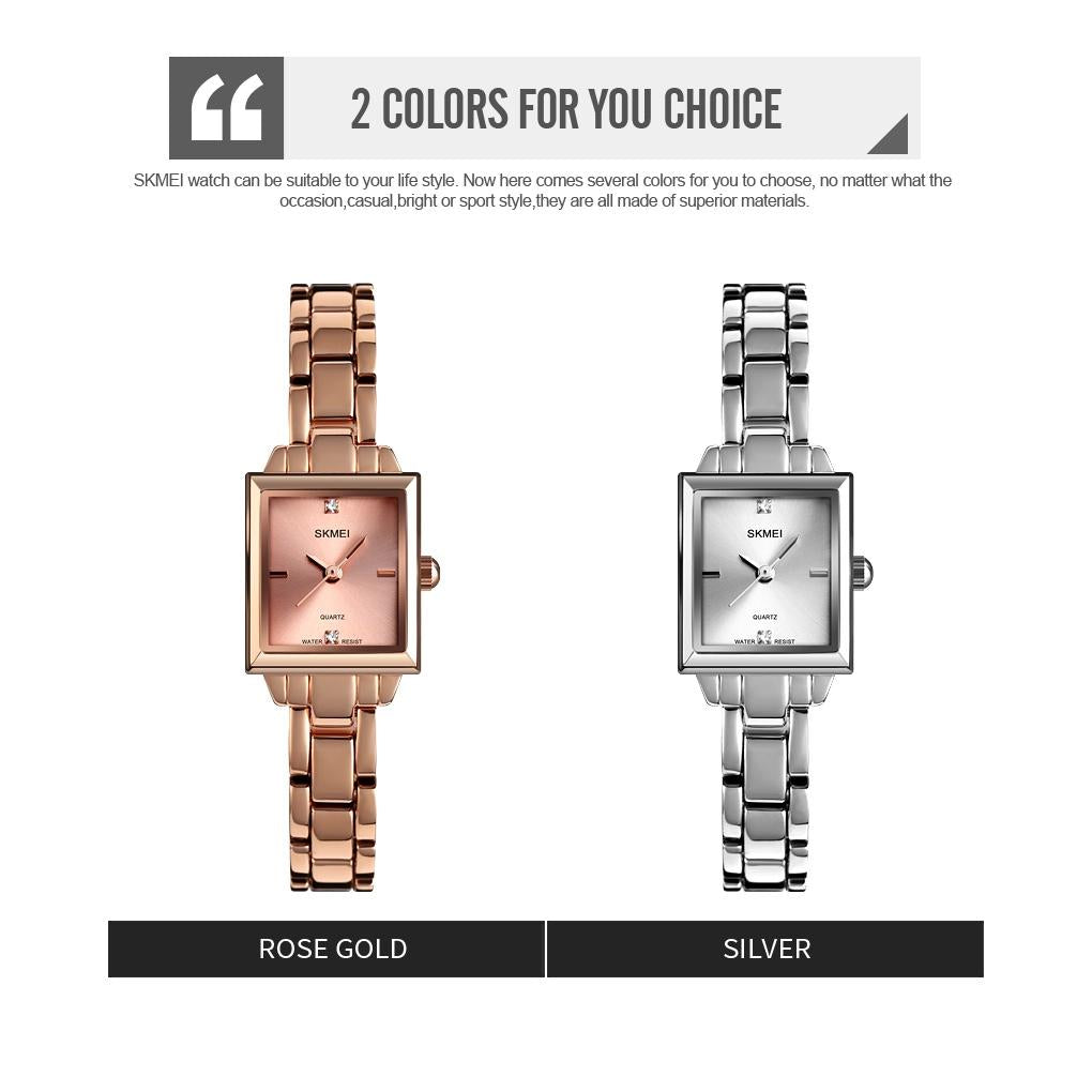 Elegant Square Quartz Watch for Women with Diamonds - Silvery 13