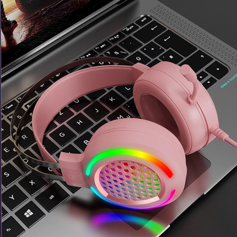 Usb Rgb Headset With Mic Wired Standard Version Pink 3