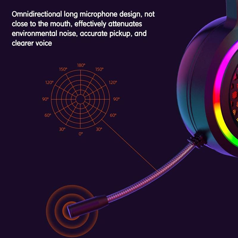 Usb Rgb Headset With Mic Wired Standard Version Pink 6
