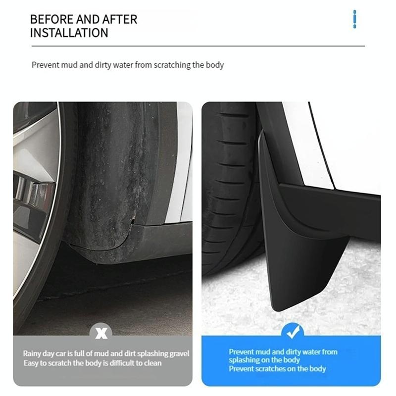 For Tesla Model 3 2024 4Pcs / Set Car Fenders Mud Flap Modification Accessories 6
