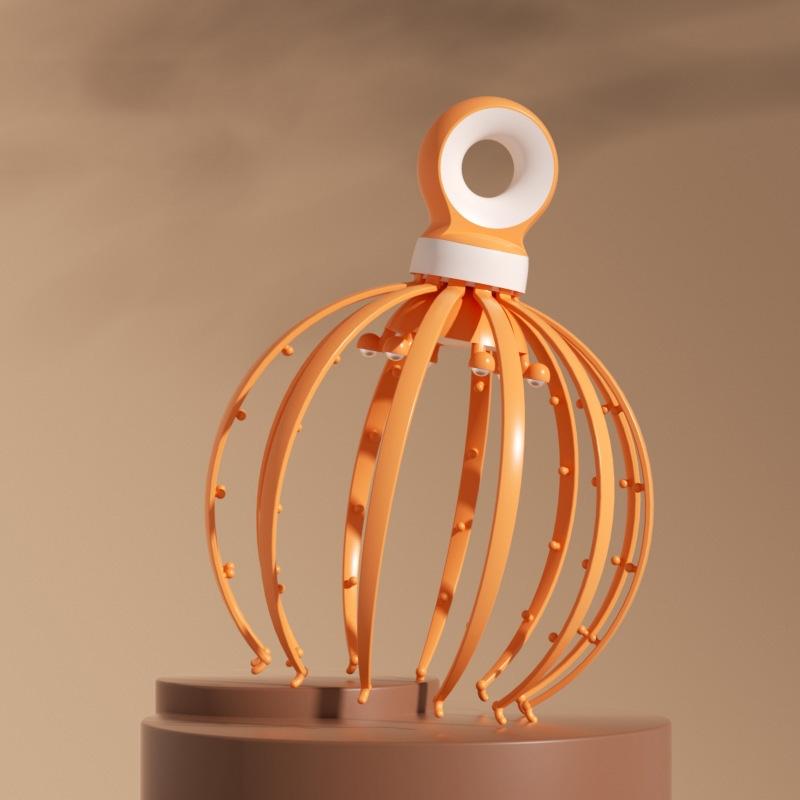 18-Claw Scalp Massager For Relaxation And Meridian Stimulation Yellow 3