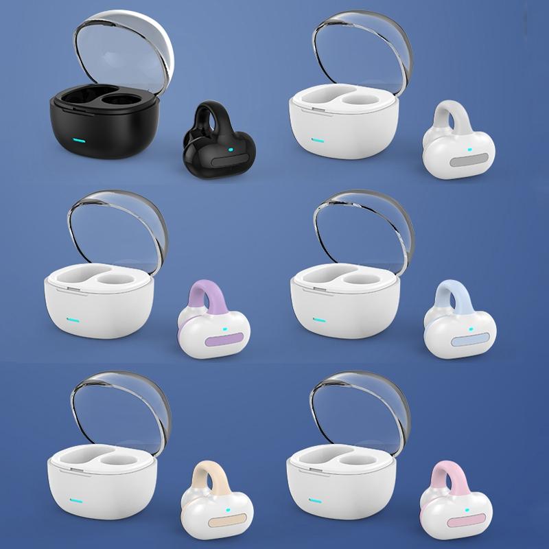 Touch Bone Conduction Bluetooth Earphone with Charging Warehouse - Ear Clip Type - Grey 3