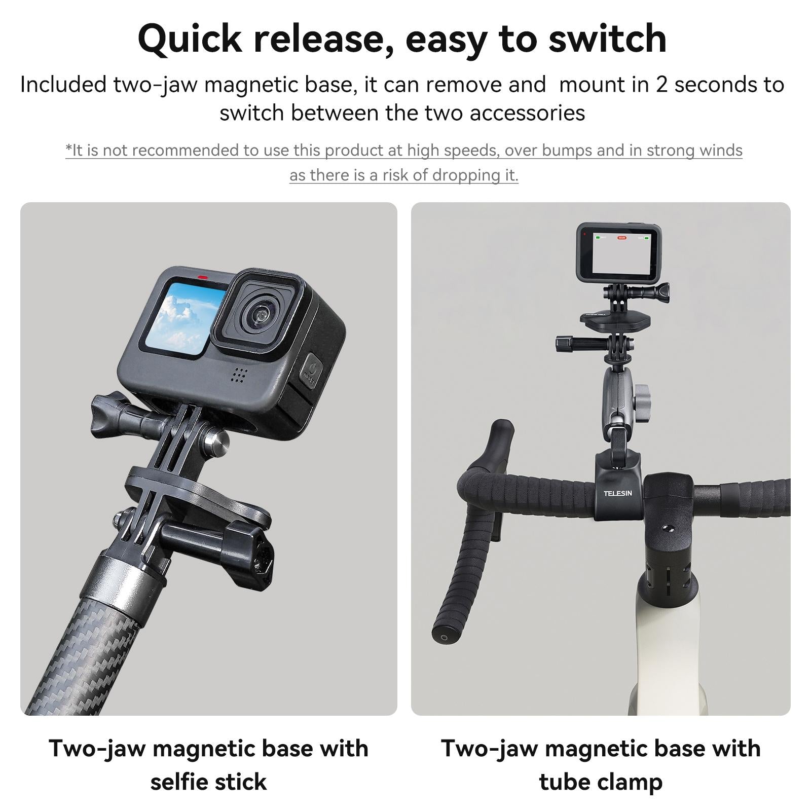 Quick Release Magnetic Action Camera Mount - Extended 4