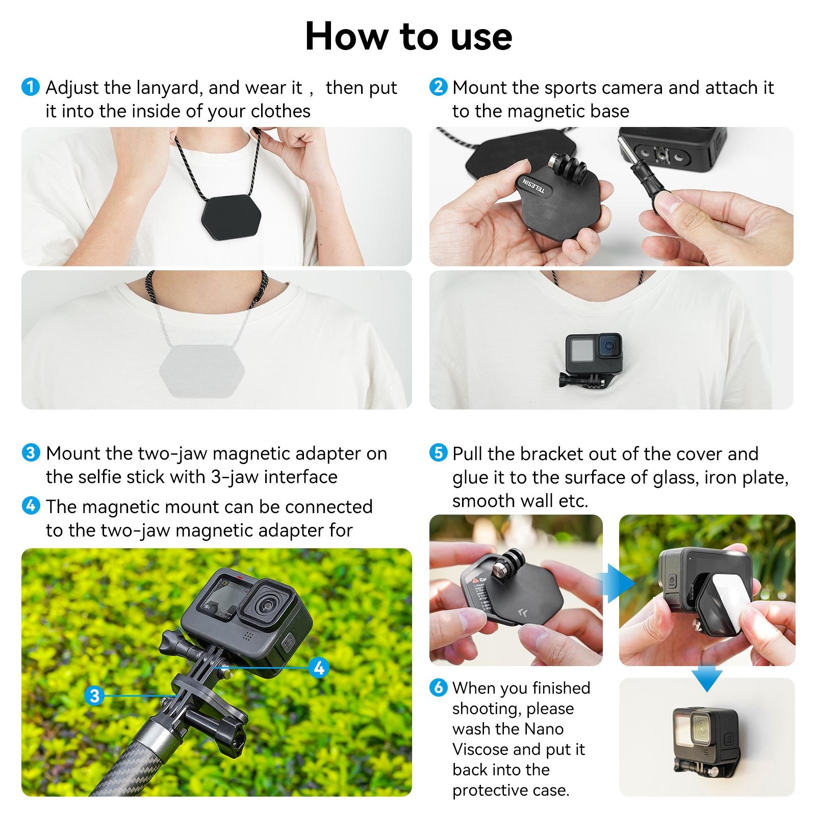 Quick Release Magnetic Action Camera Mount - Extended 7