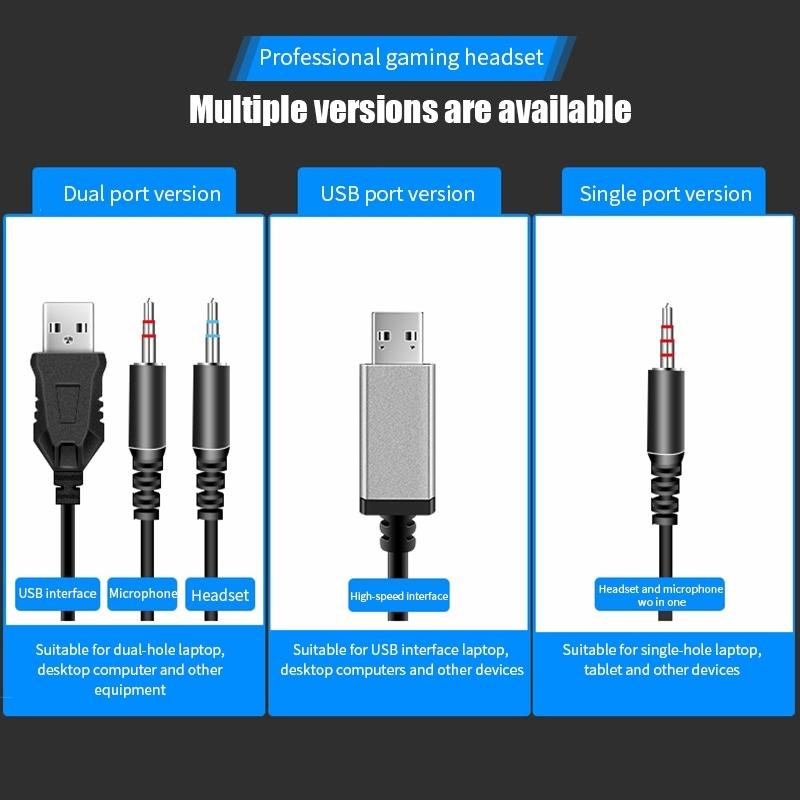 2-Pack G58 Gaming Headset W / Mic 2M Cable Black Usb 7.1 Version 8