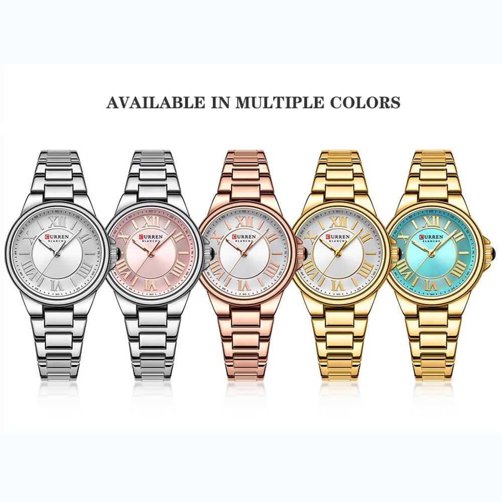 Waterproof Women Watch with Steel Strap - Casual Design - White Shell Pink 3