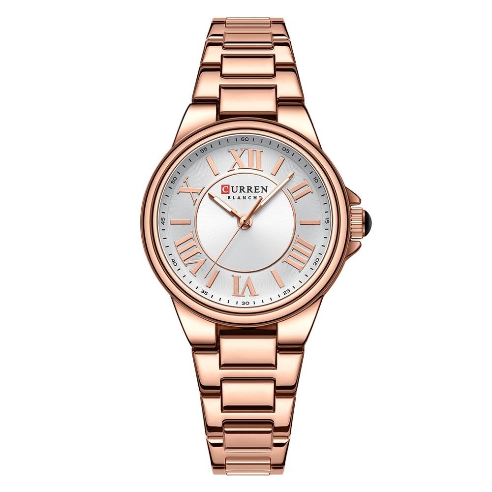 Waterproof Women Watch with Steel Strap - Casual Design - White Shell Pink 9