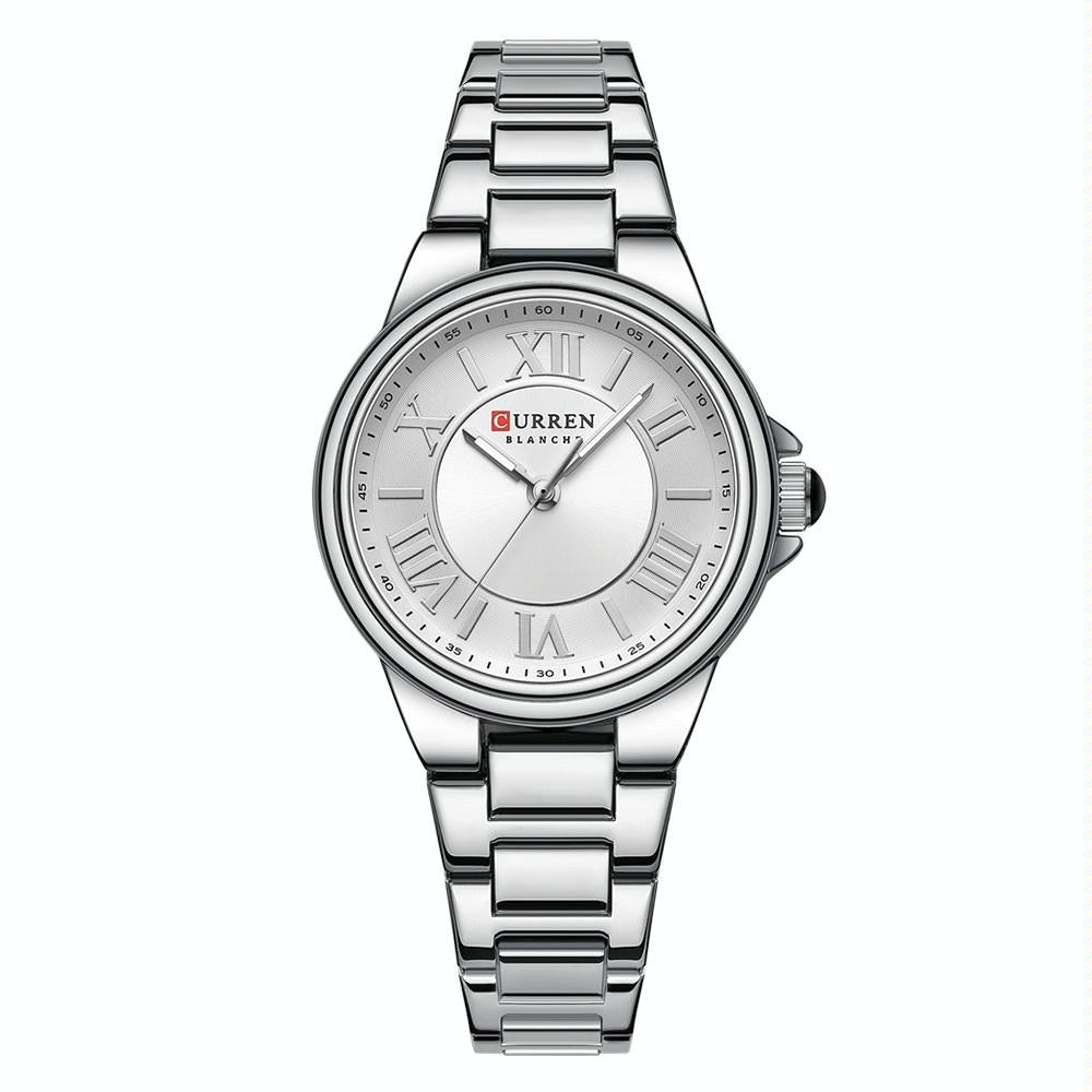 Waterproof Women Watch with Steel Strap - Casual Design - White Shell Pink 10