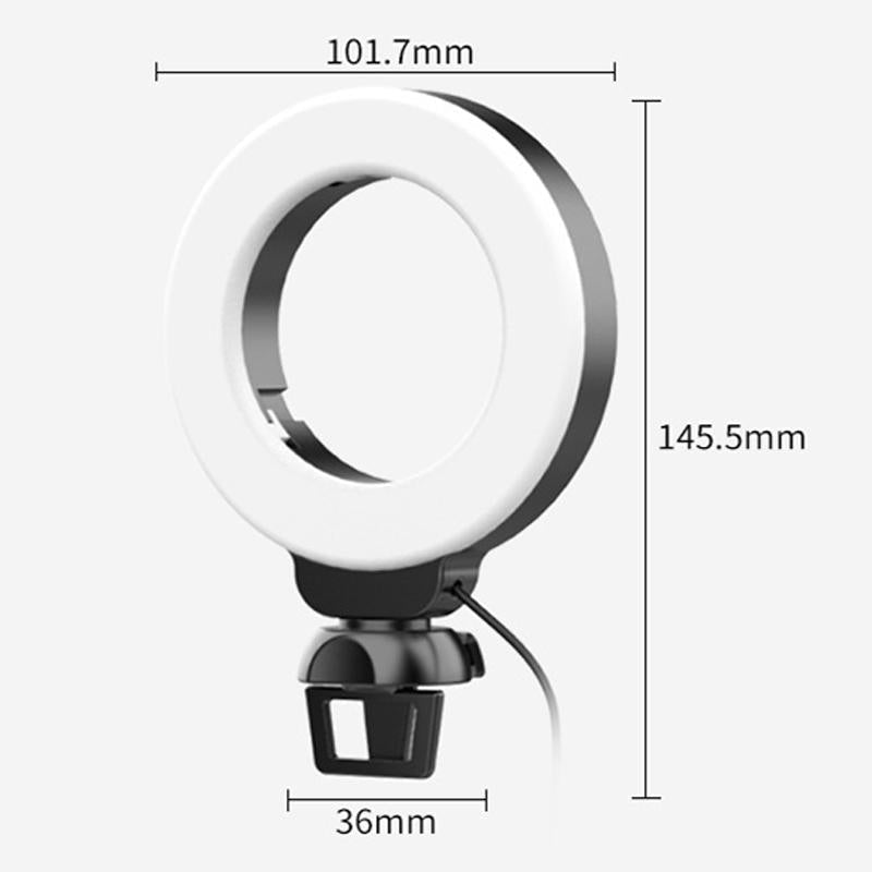 48leds Laptop Camera Beauty Ring Light - Clip Set 4-inch - Clip With Tripod 4