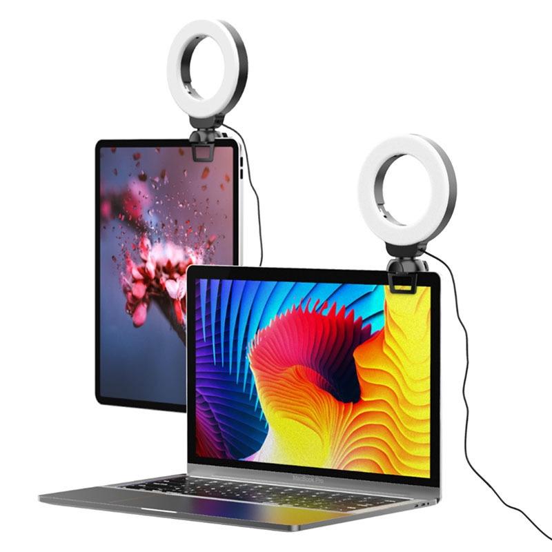 48leds Laptop Camera Beauty Ring Light - Clip Set 4-inch - Clip With Tripod 6