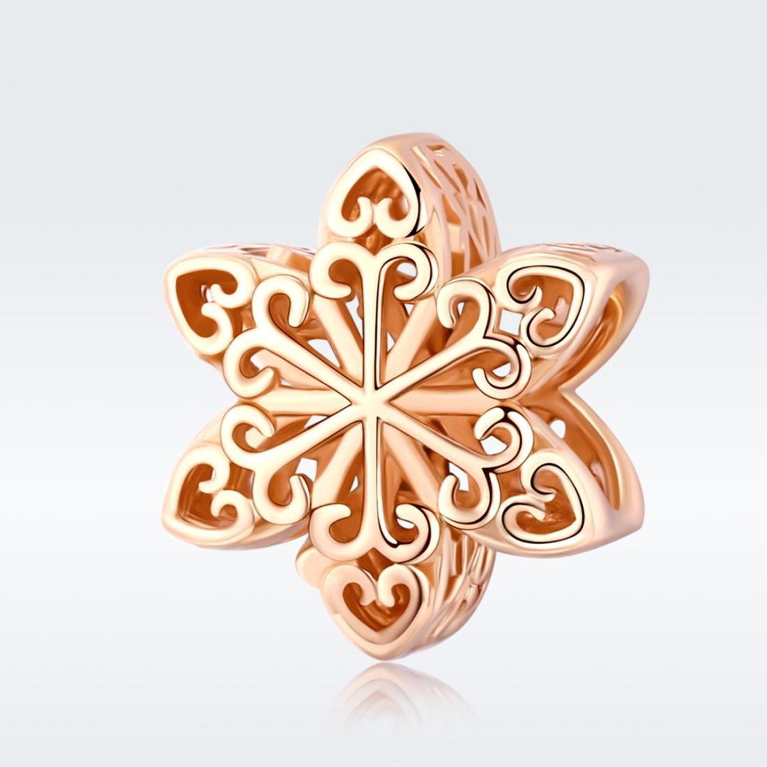 925 Sterling Silver Rose Gold Snowflake Beads For Diy Bracelets & Necklaces 3