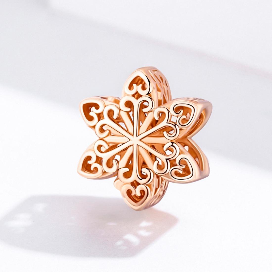 925 Sterling Silver Rose Gold Snowflake Beads For Diy Bracelets & Necklaces 4