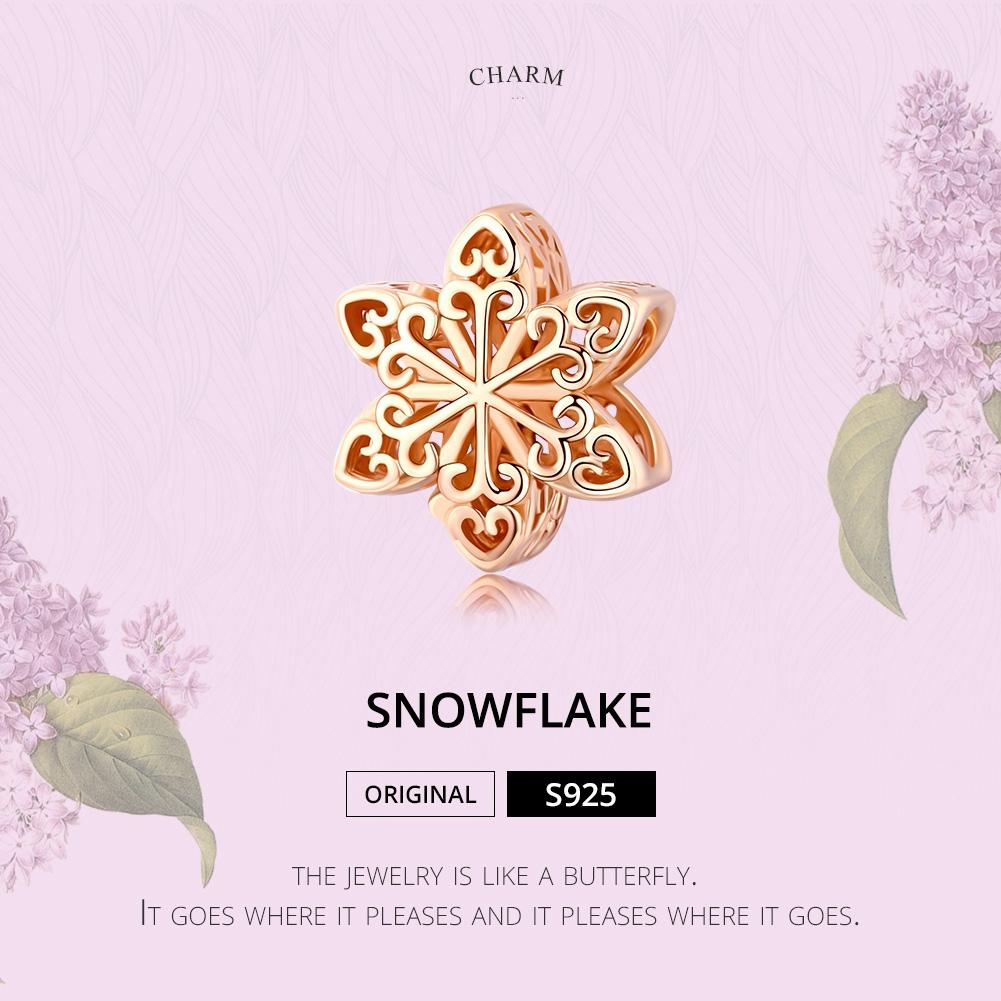 925 Sterling Silver Rose Gold Snowflake Beads For Diy Bracelets & Necklaces 5