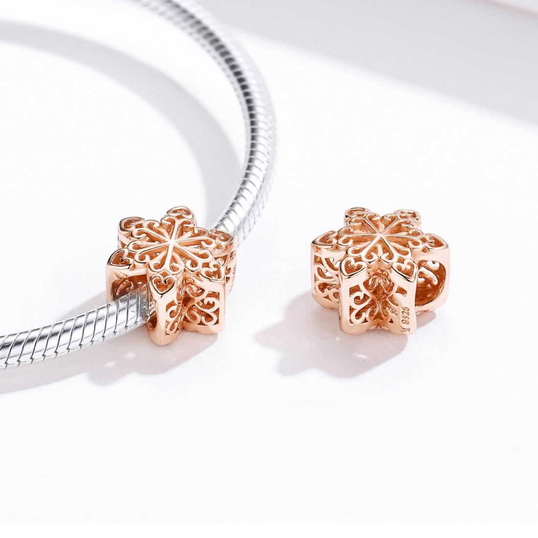925 Sterling Silver Rose Gold Snowflake Beads For Diy Bracelets & Necklaces 7
