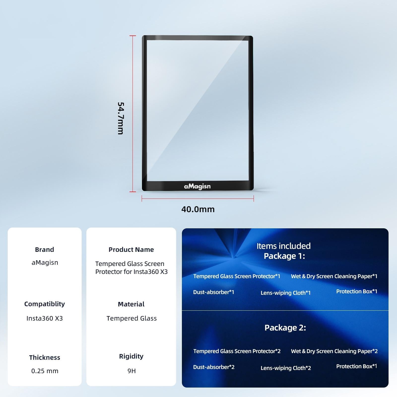 Tempered Film Protection for Insta360 X3 Sports Camera - 1 Set - 2Sets 8