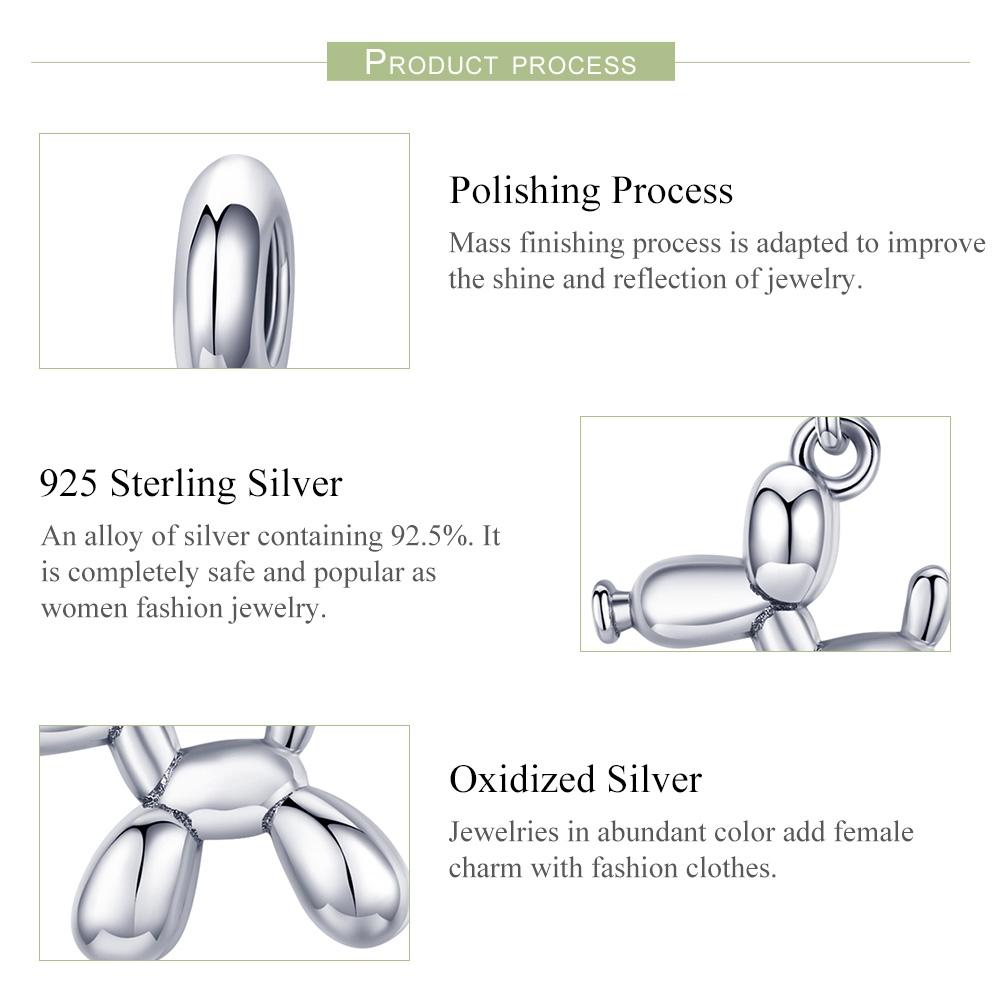 925 Sterling Silver Balloon Dog Charm For Diy Bracelets Bead+Chain Style - Bead + Chain 5