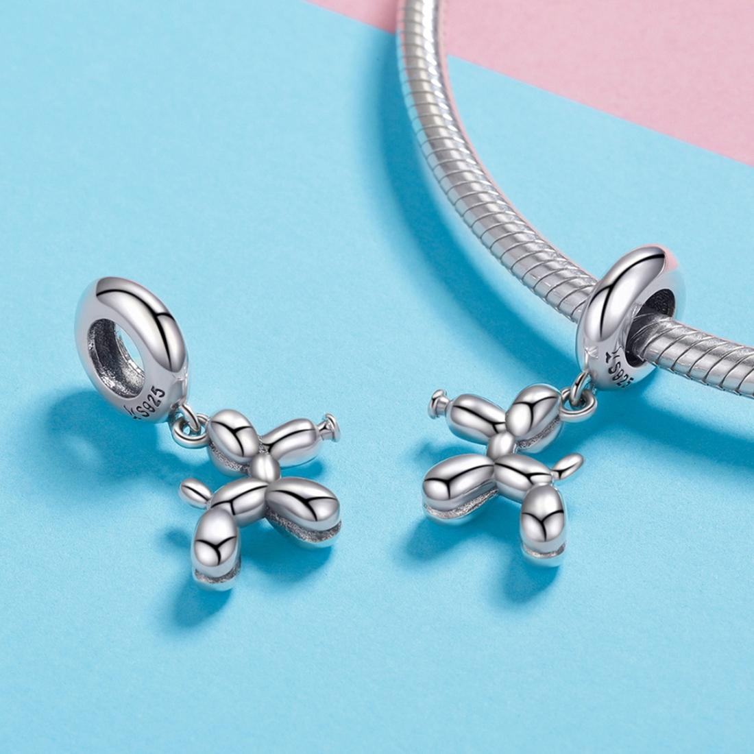 925 Sterling Silver Balloon Dog Charm For Diy Bracelets Bead+Chain Style - Bead + Chain 6