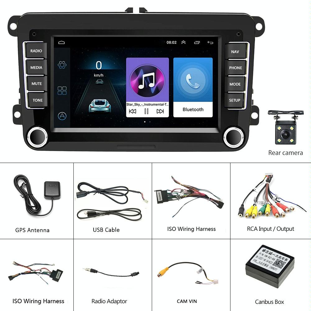 7 Inch Android Car Navigation Player With Wireless Carplay - 1 + 16G - Fits Volkswagen - 4Lights Camera 3