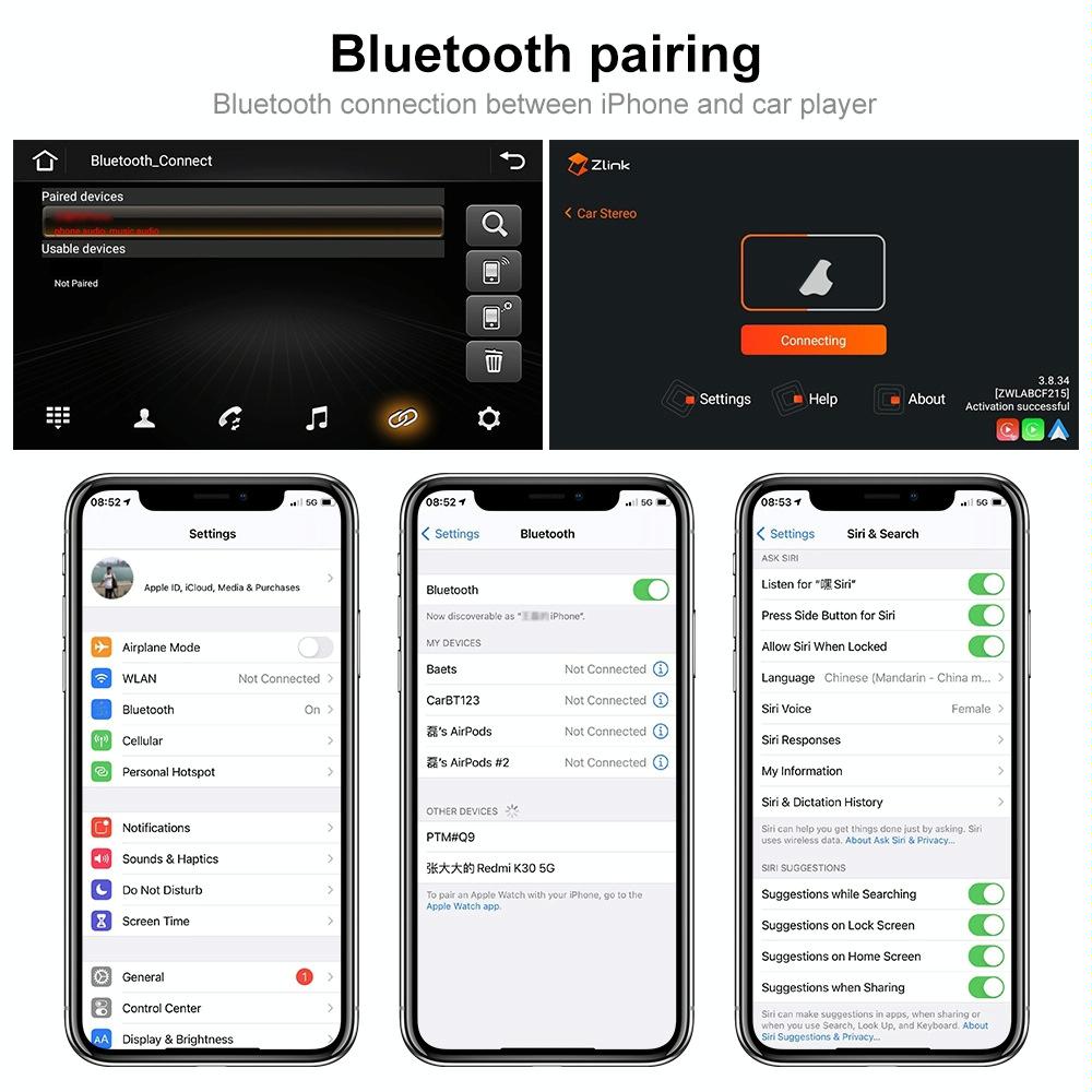 7 Inch Android Car Navigation Player With Wireless Carplay - 1 + 16G - Fits Volkswagen - 4Lights Camera 10