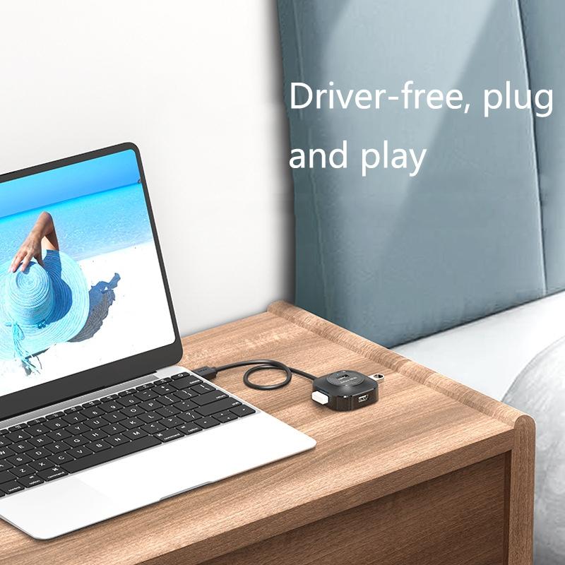 High-Speed 4-Port Usb2.0 Docking Hub Black 0.5M 7