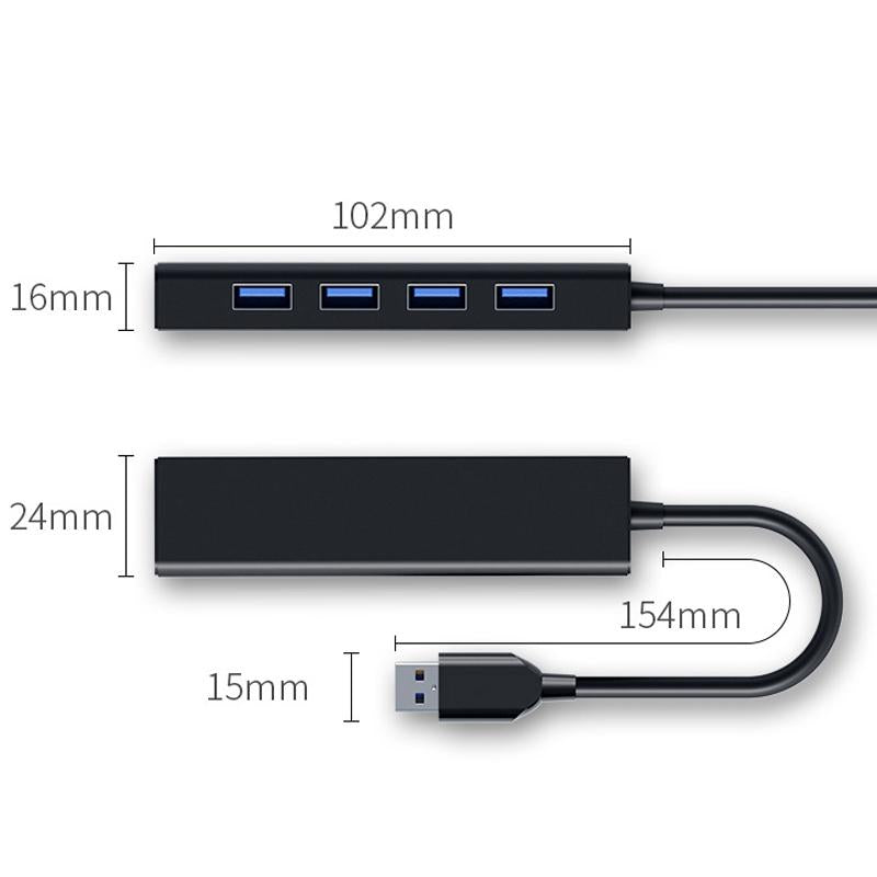 4-Port Usb 2.0 Hub With Light Bar 15Cm Cable Black 4