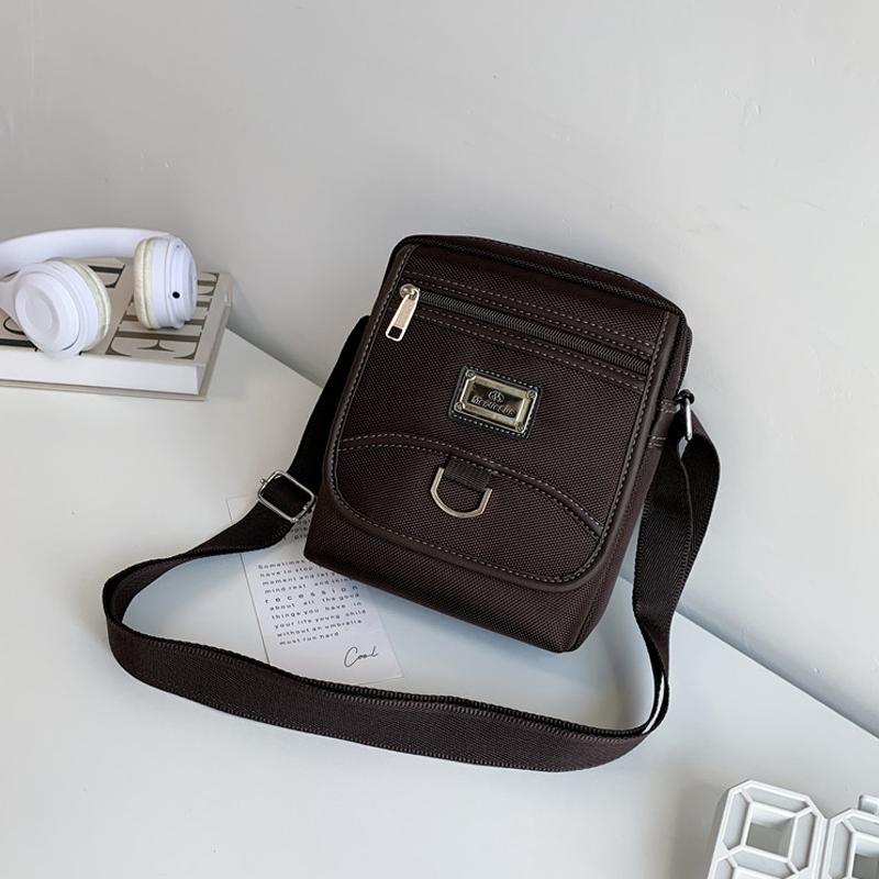 Compact Black Oxford Shoulder Crossbody Backpack With Single Strap For Men - Black Small 12