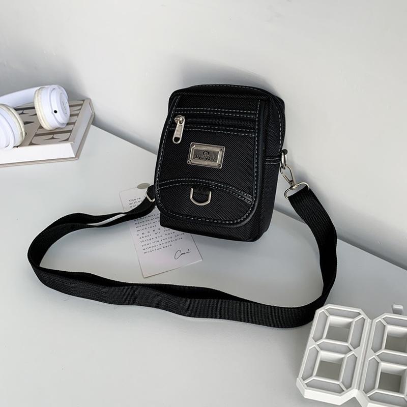 Compact Black Oxford Shoulder Crossbody Backpack With Single Strap For Men - Black Small 15