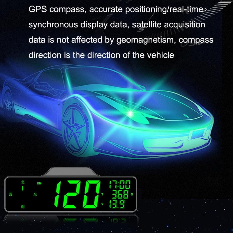 9 Inch Car Hud Gps Speedometer W / Compass Multifunction Display 8