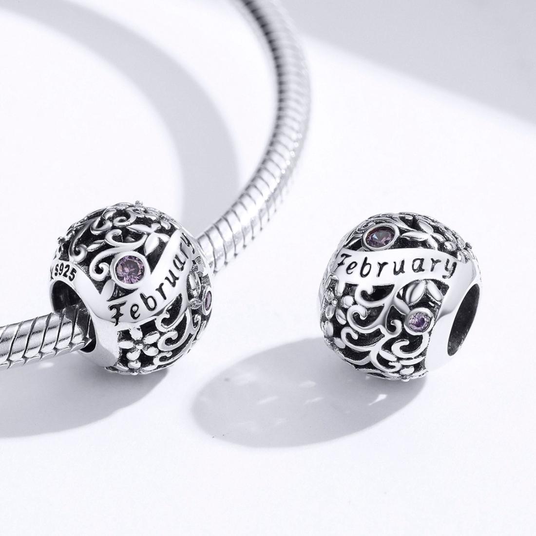 925 Sterling Silver Diy Birthstone Bracelet & Necklace Set February Style - February 4