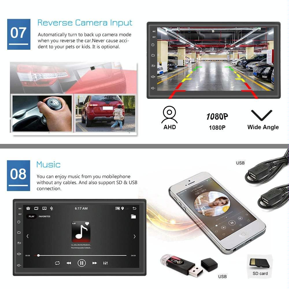 7 Inch Android Wifi Car Navigation Reversing Video Player - 2 + 32G Standard + 4Lights Camera 11
