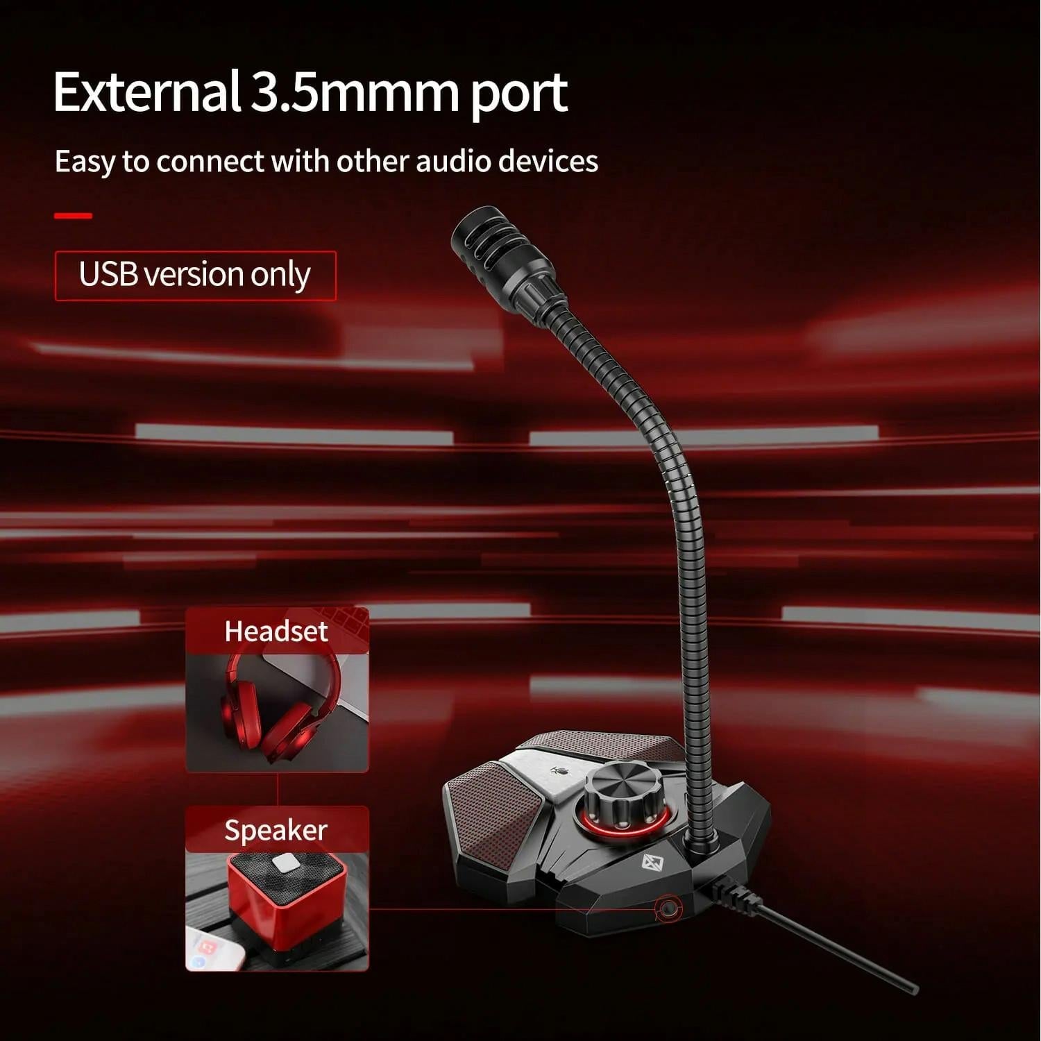 Flexible Gaming Mic With Built-In Sound Card - Jk Omni-Directional - Usb 4