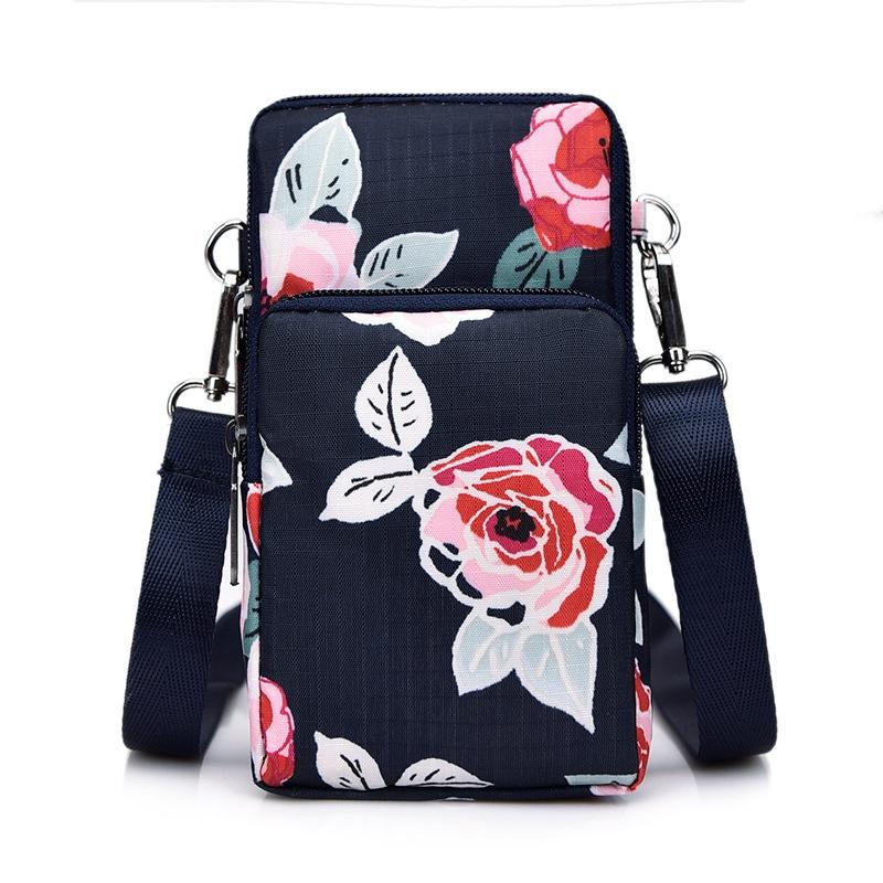 Animal Park Mini Crossbody Phone Wallet With Arm Band - Dark Blue Peony