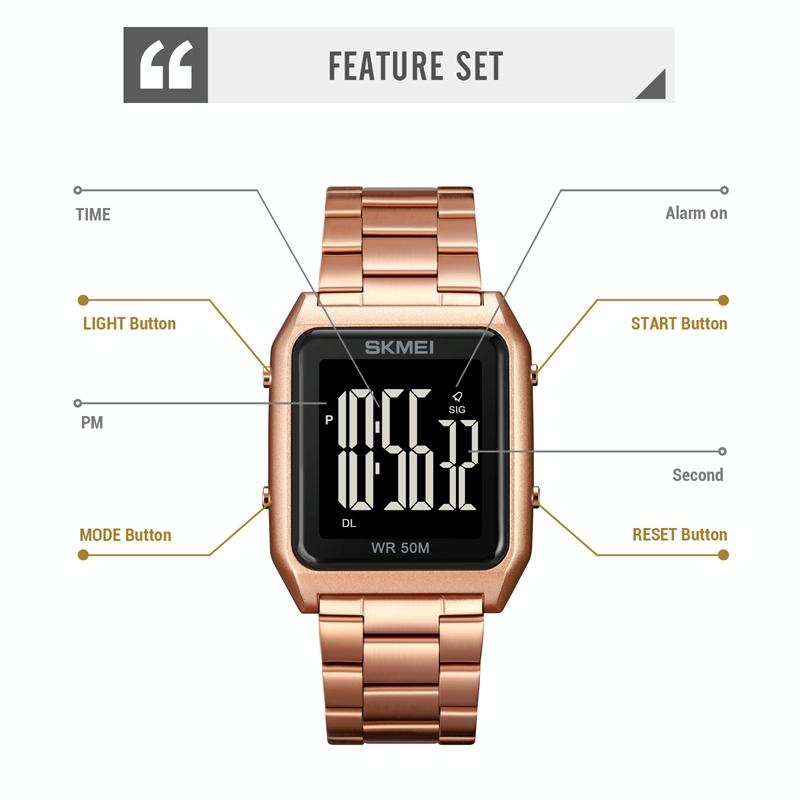 Large Screen Men Multi-function Luminous Watch with Steel Belt - 1879 4