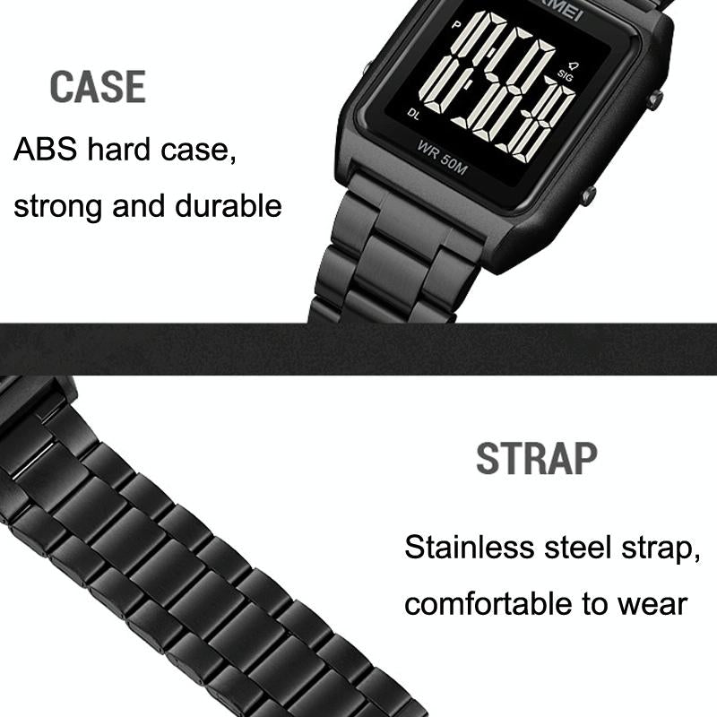 Large Screen Men Multi-function Luminous Watch with Steel Belt - 1879 5