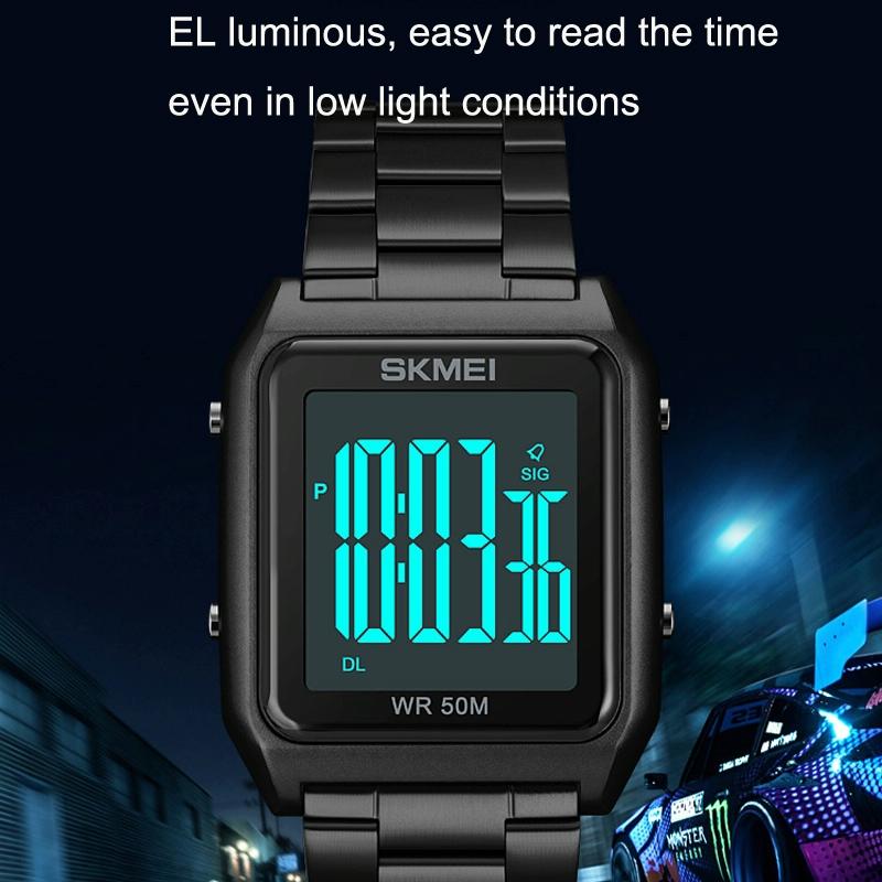 Large Screen Men Multi-function Luminous Watch with Steel Belt - 1879 7