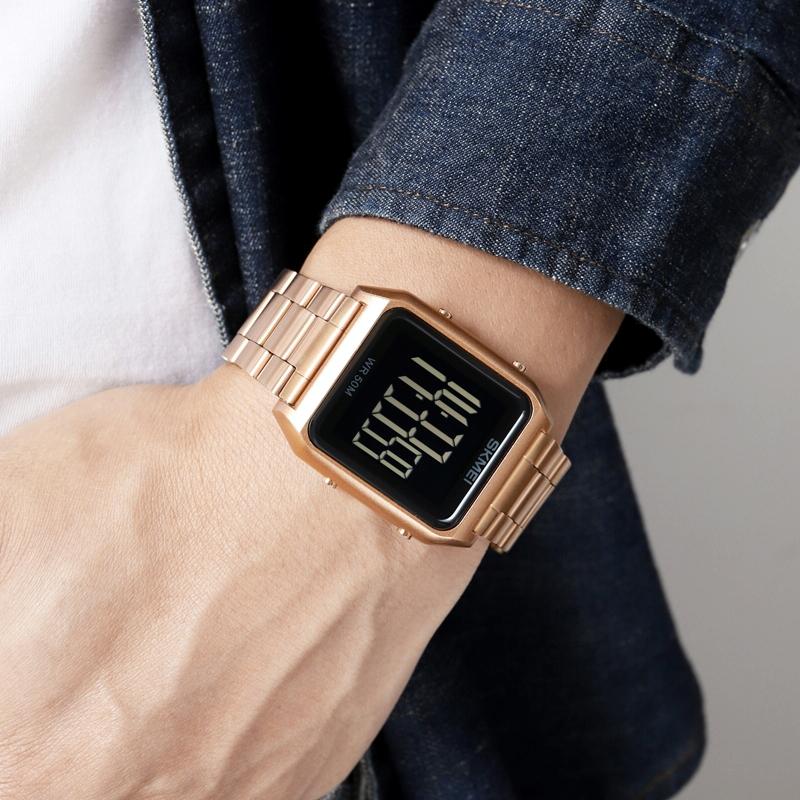 Large Screen Men Multi-function Luminous Watch with Steel Belt - 1879 8