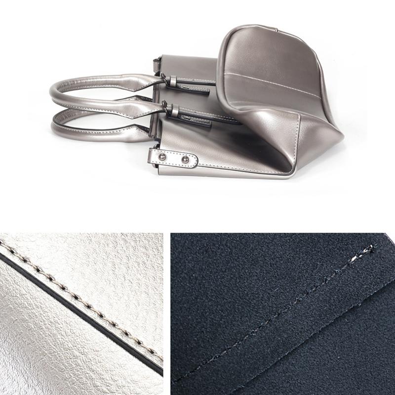 Blue Cowhide Messenger Tote For Women Large Capacity 4