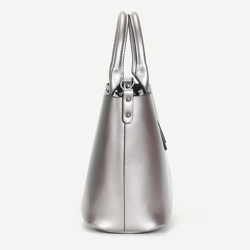 Blue Cowhide Messenger Tote For Women Large Capacity 11