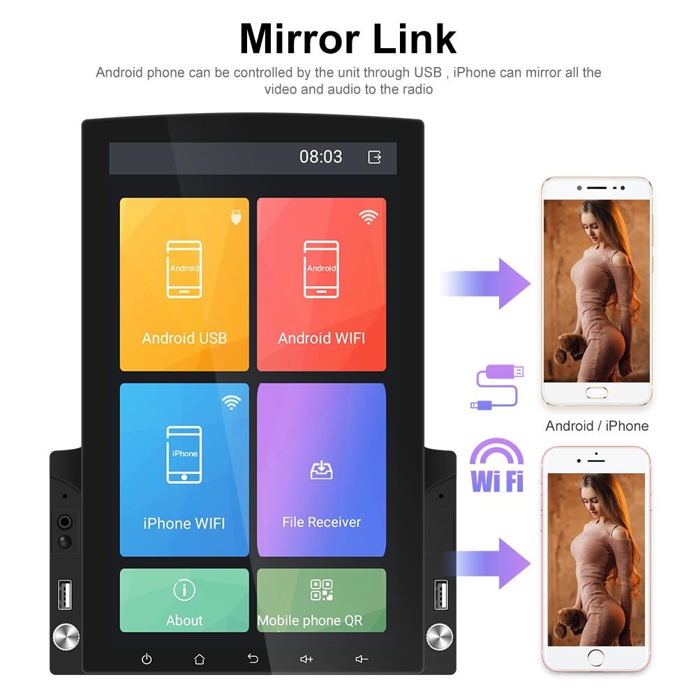 9.7 Inch Vertical Screen Android Car Mp5 Player With Hd 2.5D Glass Standard + 4 Lights Camera 13